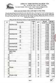 Bảng giá ống luồn dây điện và phụ tùng nhựa Tiền Phong năm 2025